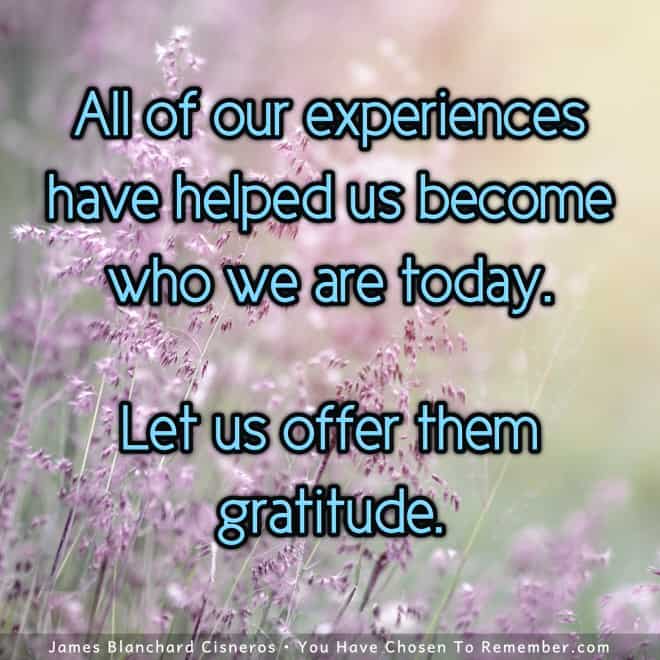 Today, Offer Gratitude to Your Life Experiences - Inspirational Quote