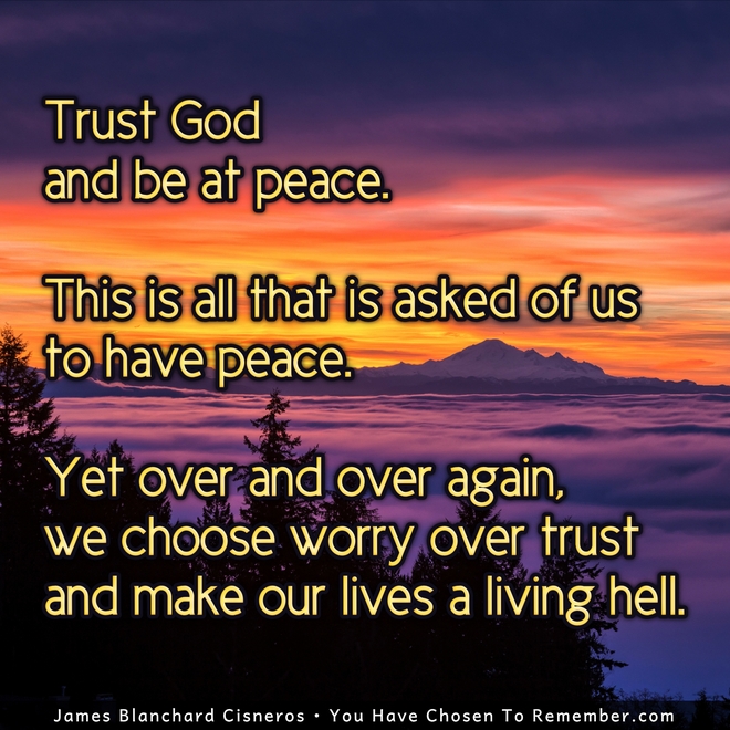 Trust God and Be At Peace - Inspirational Quote