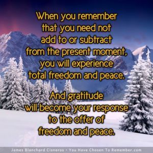 In the Present Moment we Experience Total Freedom and Peace - Inspirational Quote