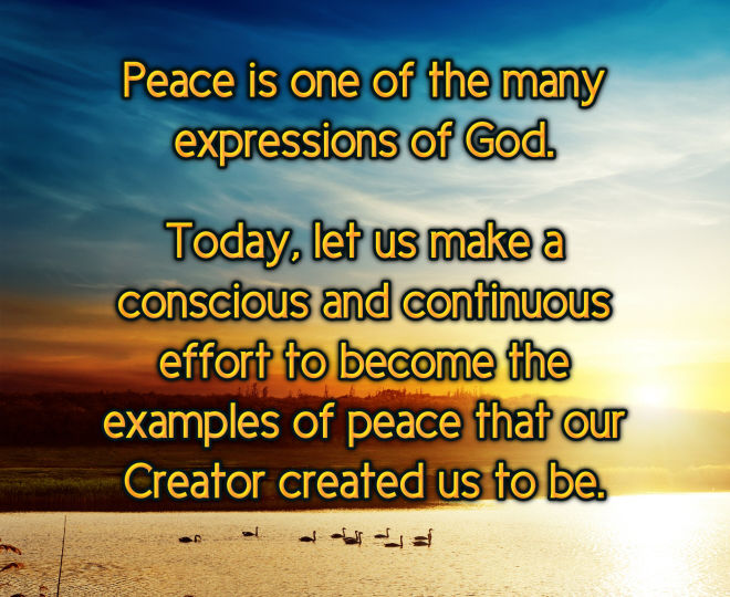 Today, Let Us Become an Example of Peace - Inspirational Quote