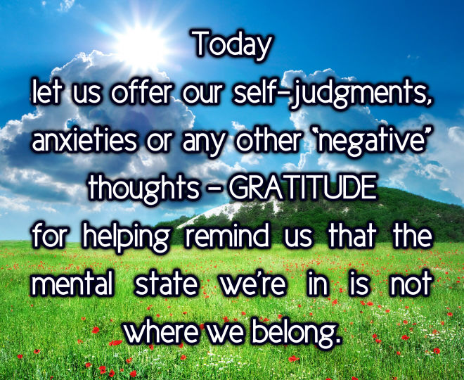 Today, Offer Your Negative Thoughts Gratitude - Inspirational Quote